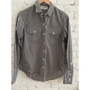 ALEX MILL Jo Gingham Check Cotton Button Down Shirt Navy White Coastal Preppy S